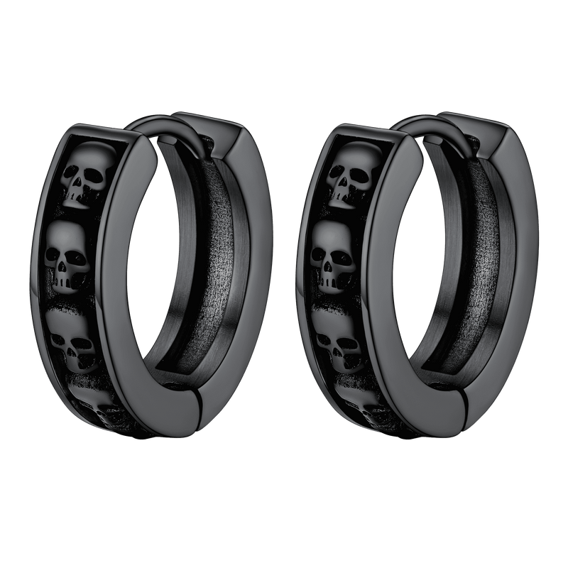 Gothic Skull Huggie Hoop Earrings for