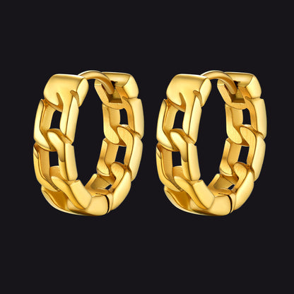 Chunky Cuban Chain Huggie Hoop Earrings for