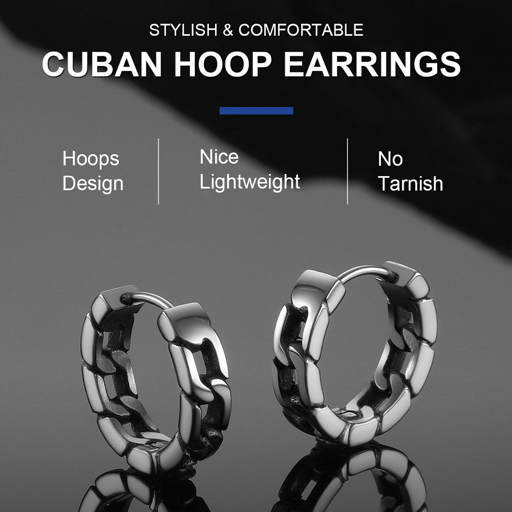 Chunky Cuban Chain Huggie Hoop Earrings for