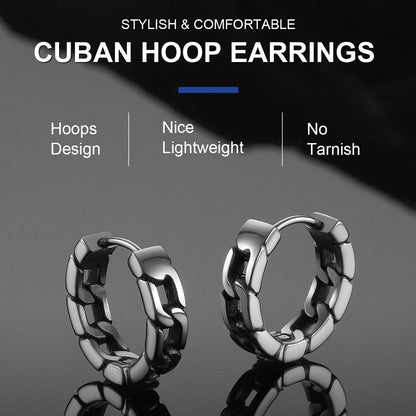 Chunky Cuban Chain Huggie Hoop Earrings for