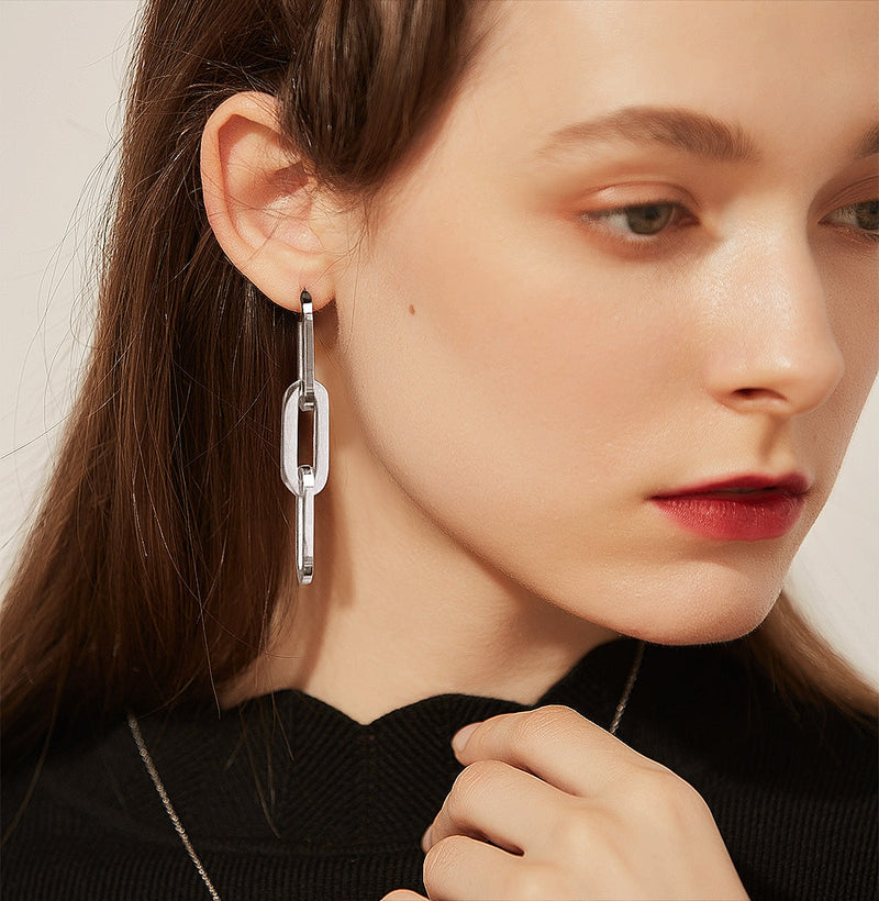 Stainless Steel Cuban Chain Dangle Earring for Girl