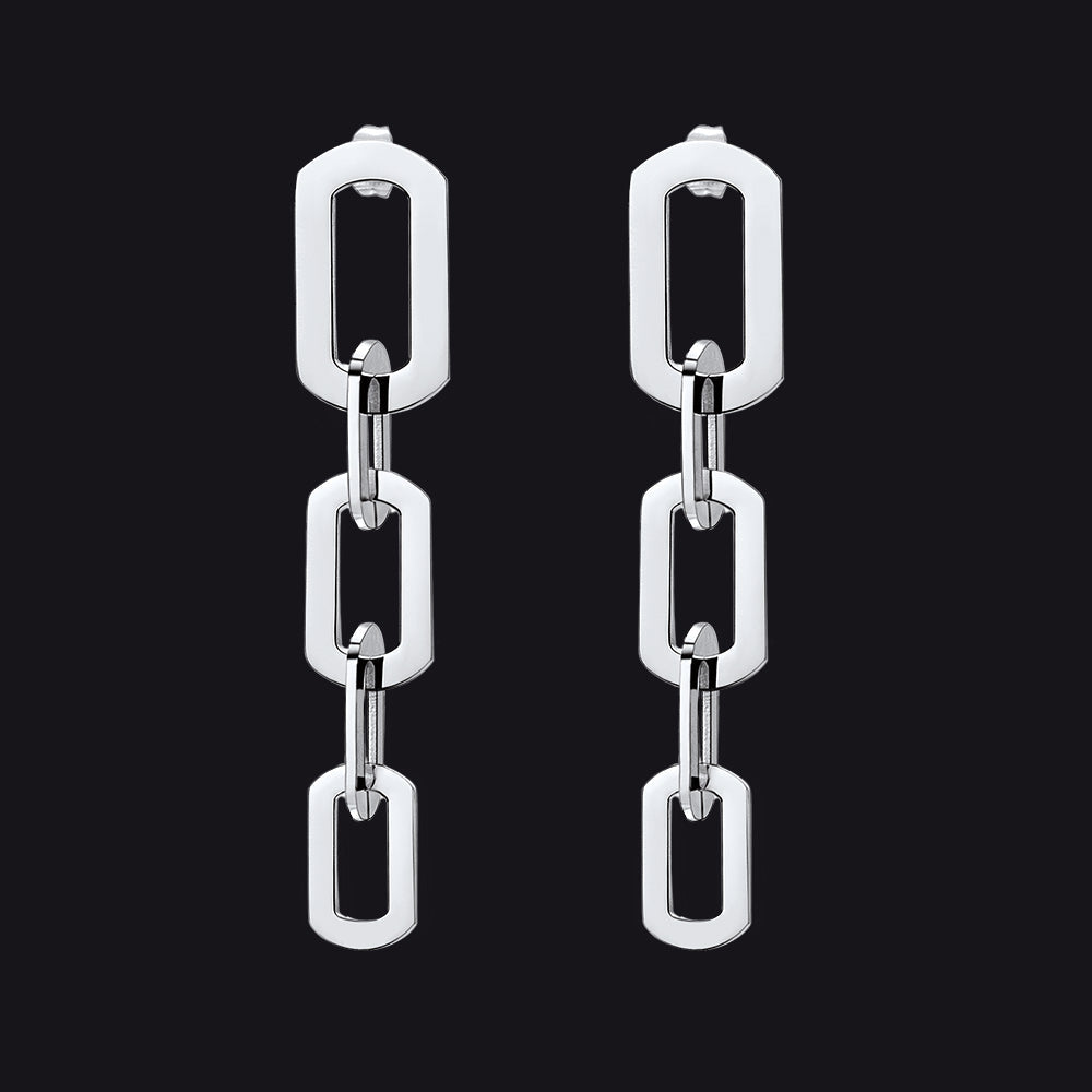 Street Style Long Cuban Link Chain Dangle Earring for Girl