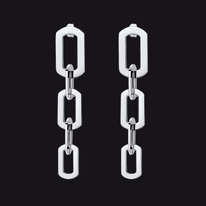 Street Style Long Cuban Link Chain Dangle Earring for Girl