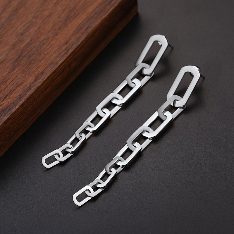Street Style Long Cuban Link Chain Dangle Earring for Girl