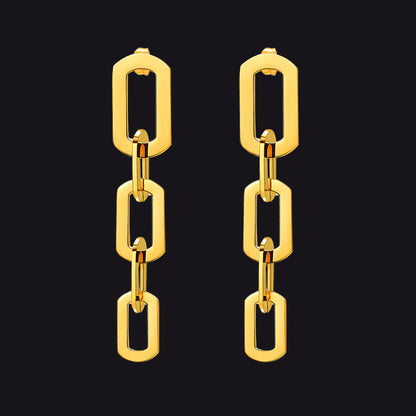 Street Style Long Cuban Link Chain Dangle Earring for Girl