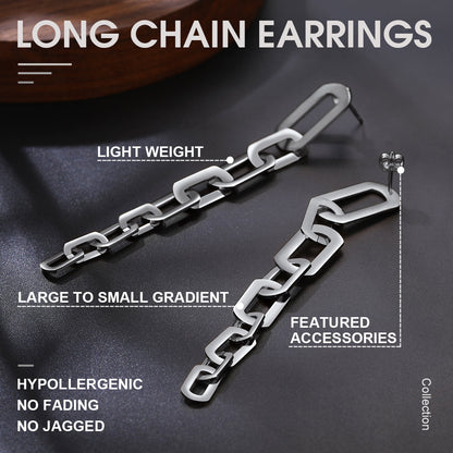 Street Style Long Cuban Link Chain Dangle Earring for Girl