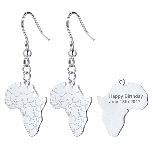 African Map Drop Earrings for