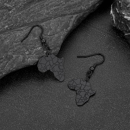 African Map Drop Earrings for