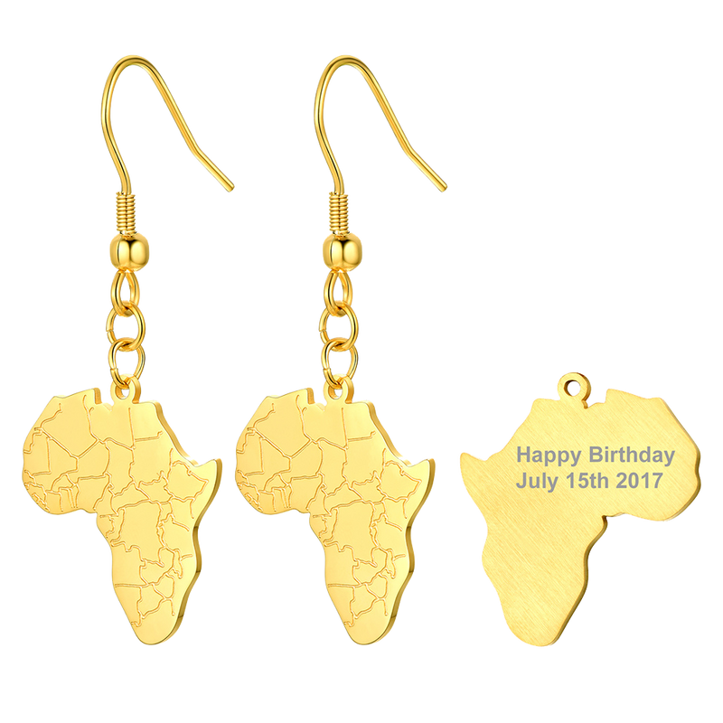 African Map Drop Earrings for