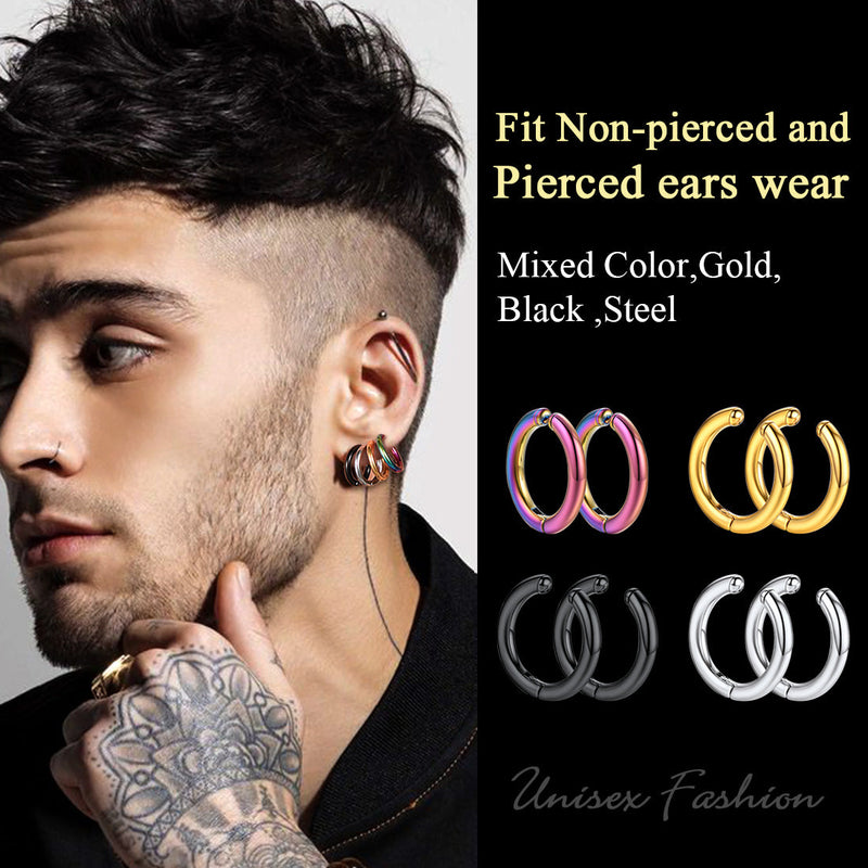 4 Pairs Clip on Ear Cuff Hoop Earrings Set for