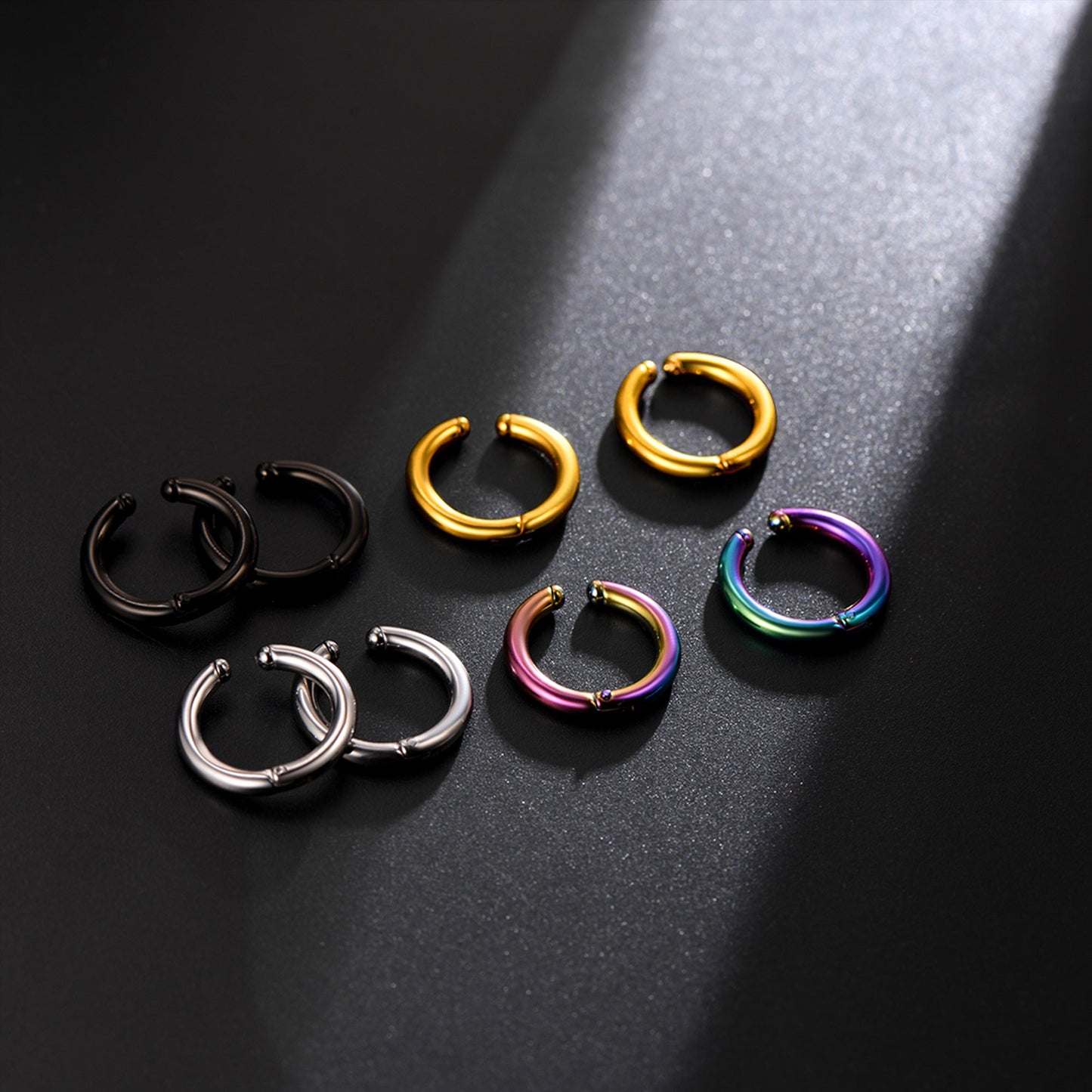 4 Pairs Clip on Ear Cuff Hoop Earrings Set for