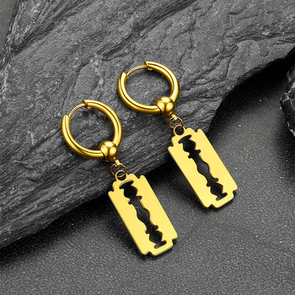 Punk Razor Dangle Hoop Earring for