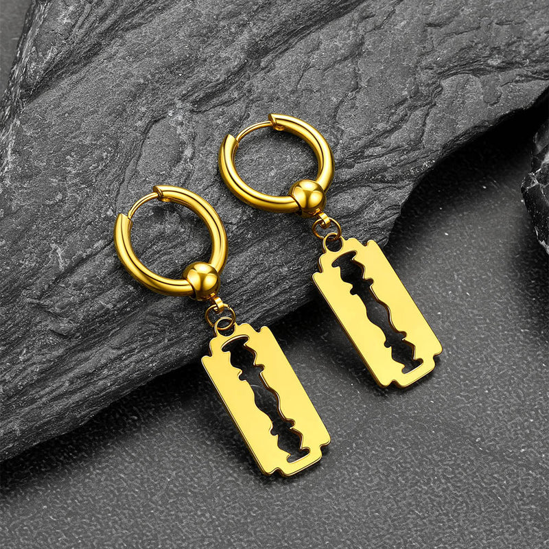 Punk Razor Dangle Hoop Earring for