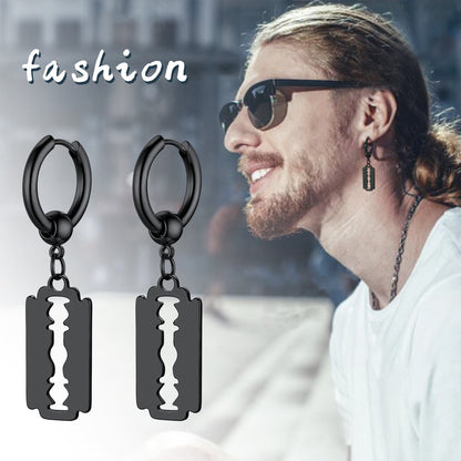 Punk Razor Dangle Hoop Earring for