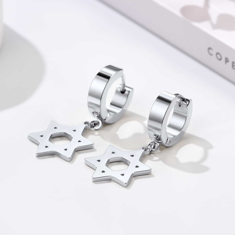 Flash Star of David Dangle Hoop Earrings for /