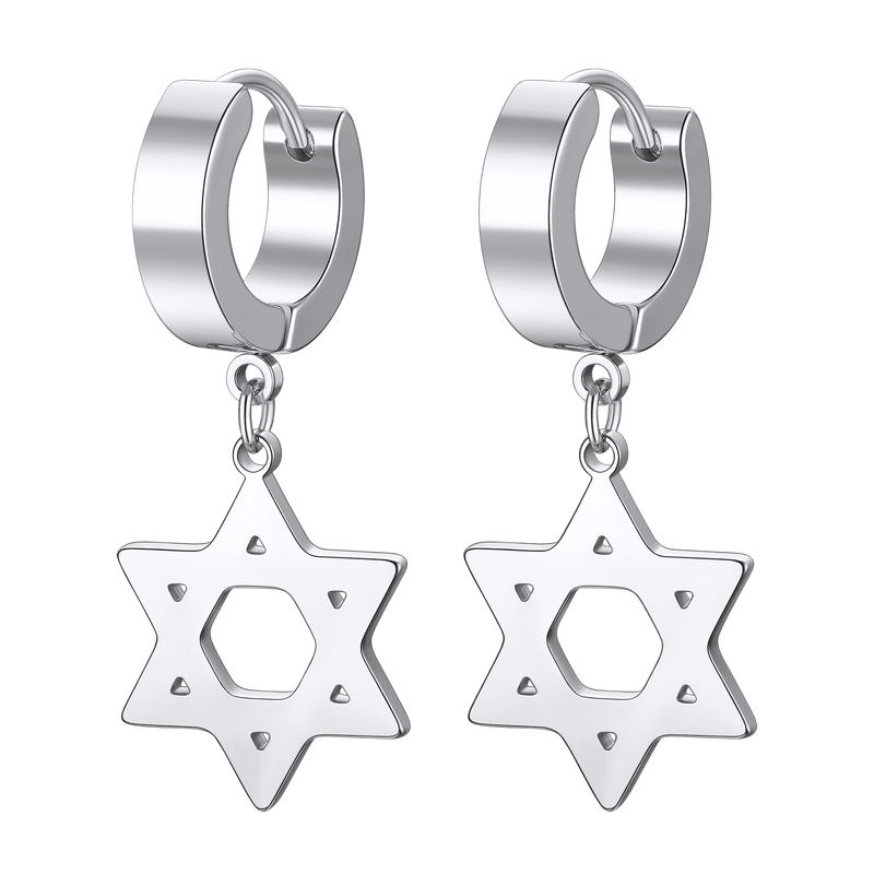 Flash Star of David Dangle Hoop Earrings for /