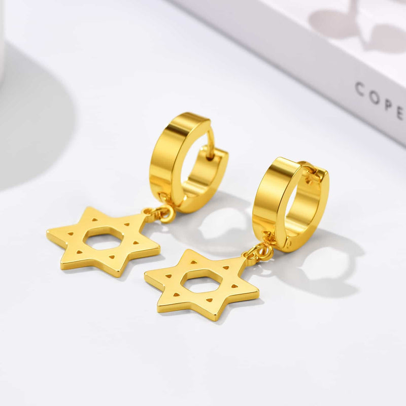 Flash Star of David Dangle Hoop Earrings for /