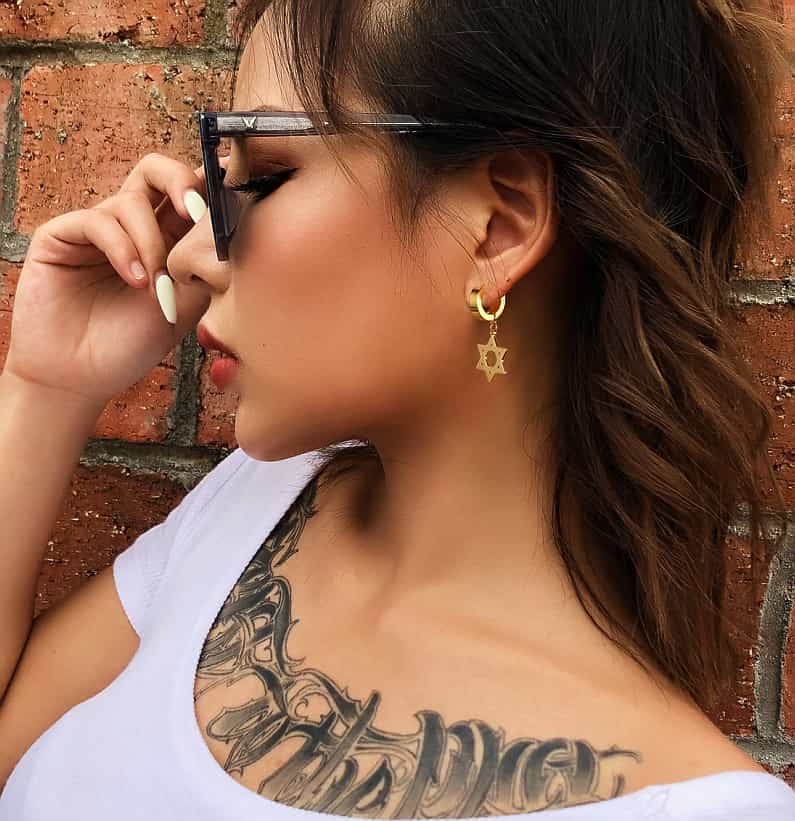Flash Star of David Dangle Hoop Earrings for /