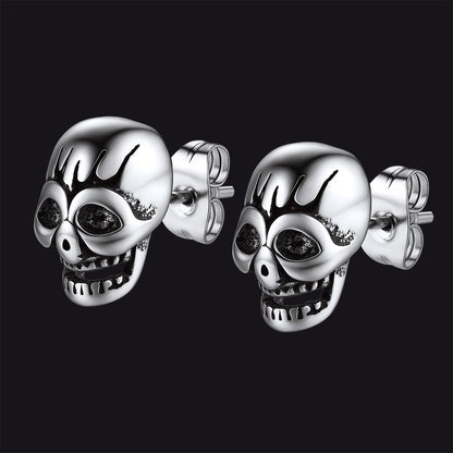 Gothic Skull Stud Earrings for Halloween Gift