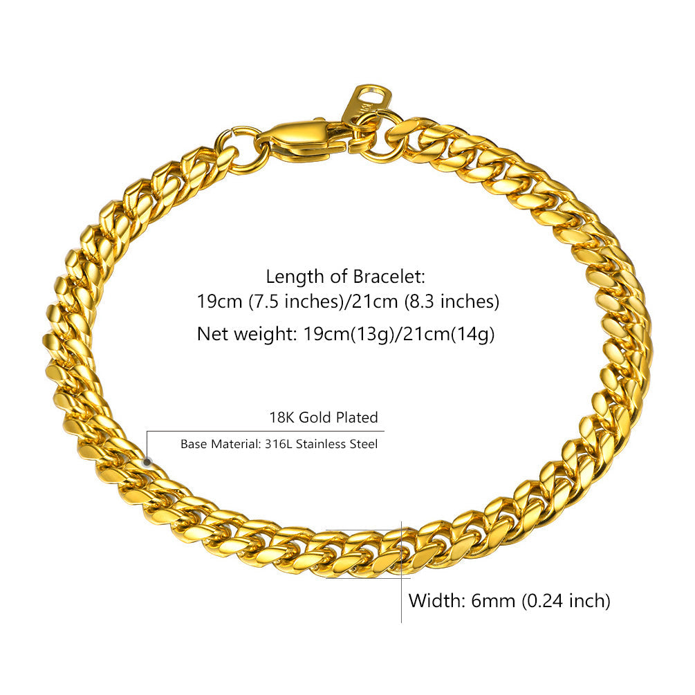 Stainless Steel Cuban Link Curb Bracelet for