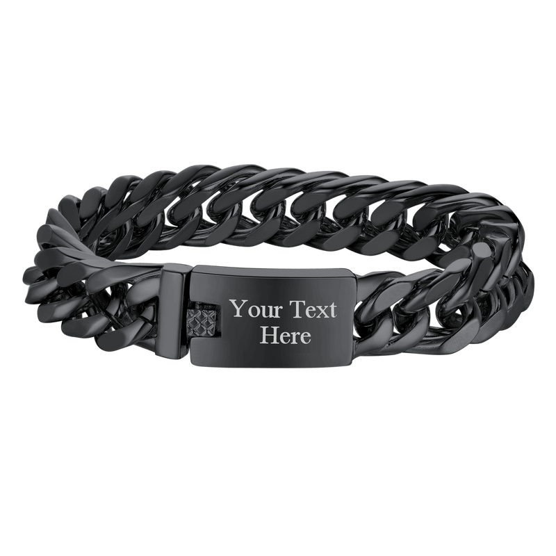 Custom Id Engraved Miami Cuban Link Chain Bracelet for