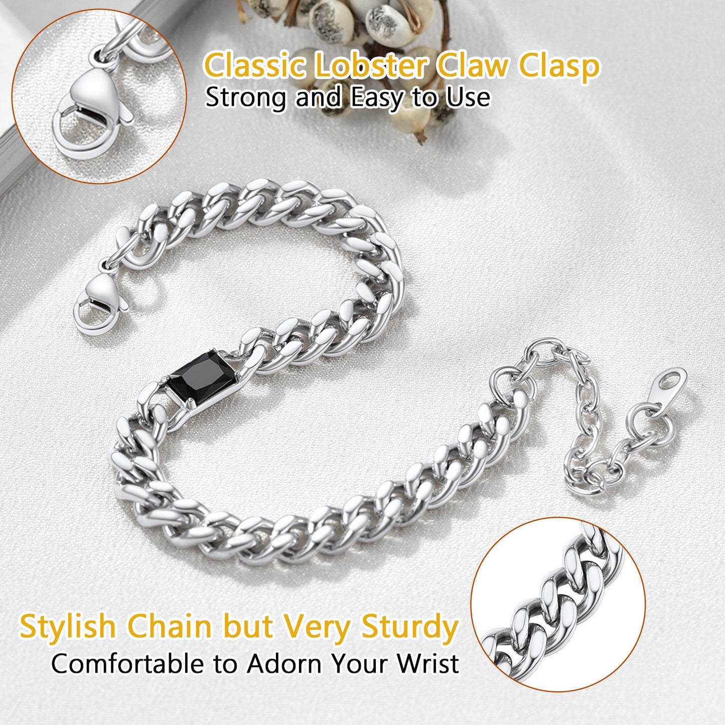 Flash Cubic Zirconia Thick Chain Bracelet for