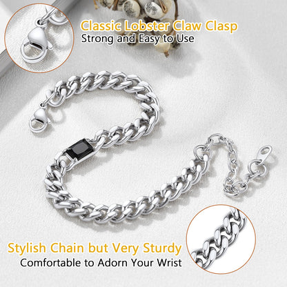 Flash Cubic Zirconia Thick Chain Bracelet for