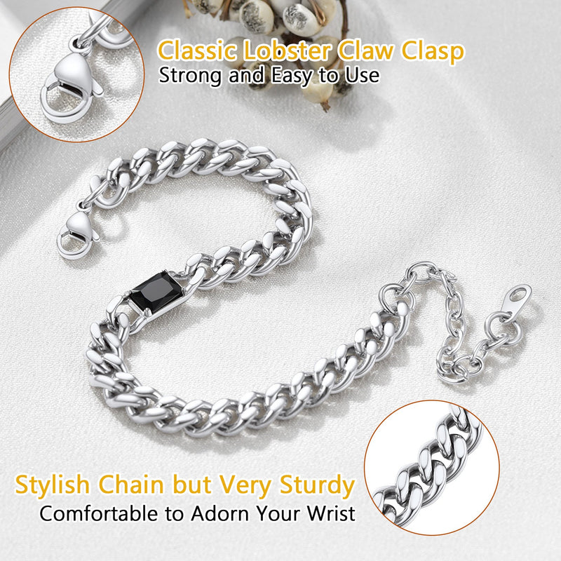 Flash Cubic Zirconia Thick Chain Bracelet for
