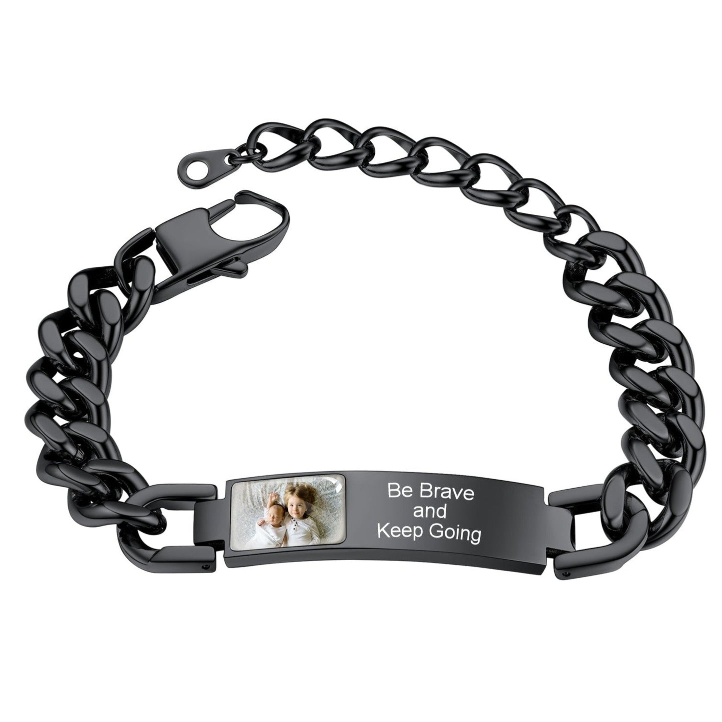 Personalized Nameplate Cuban Link Chain Bracelet With Picture for