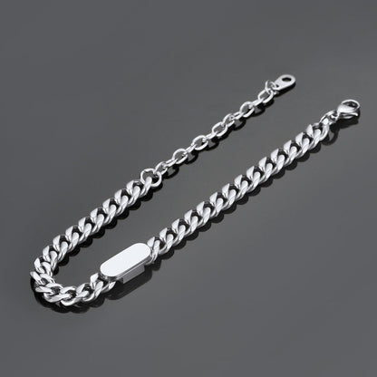 7mm Engraving Name Cuban Link Chain Bracelet for