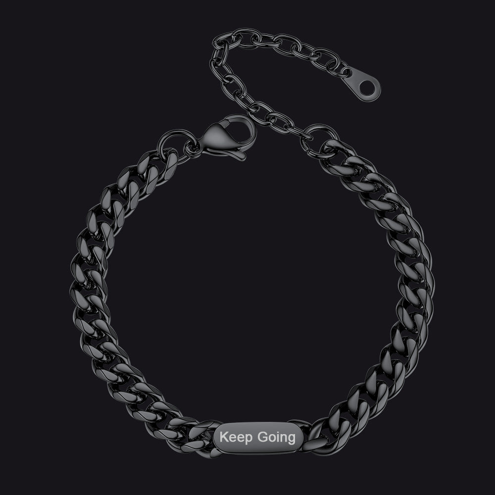 7mm Engraving Name Cuban Link Chain Bracelet for