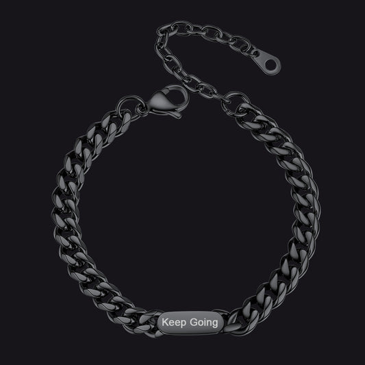7mm Engraving Name Cuban Link Chain Bracelet for