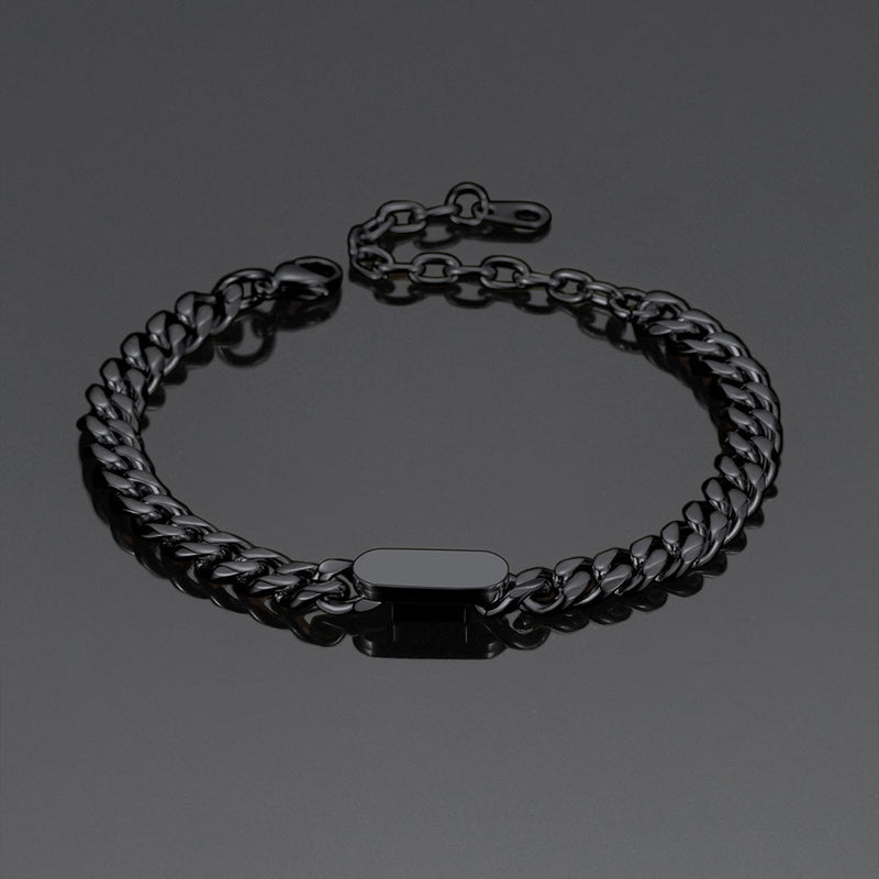 7mm Engraving Name Cuban Link Chain Bracelet for