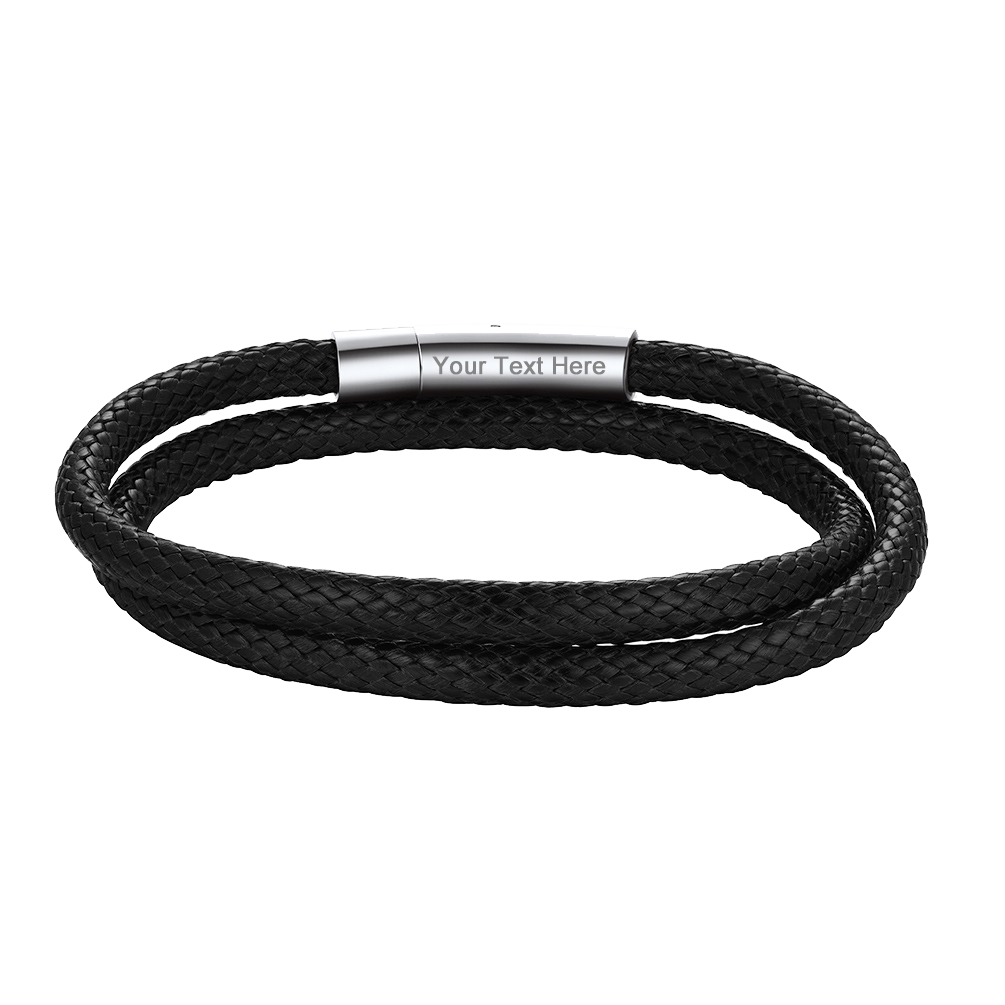 Handcrafte Clasp Braided Double Row Leather Bracelet for