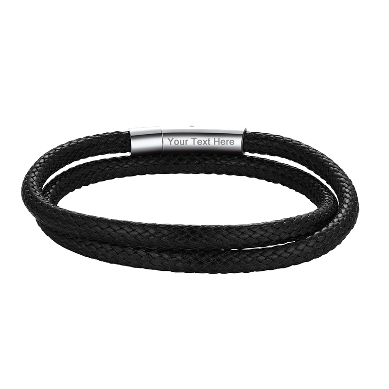 Handcrafte Clasp Braided Double Row Leather Bracelet for