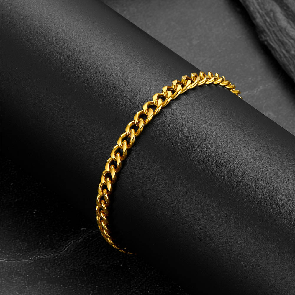 4mm Cuban Chain Link Bracelet for Stainless Steel