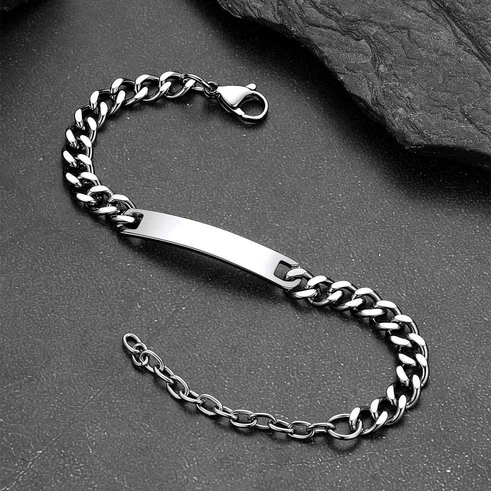 7mm Customized Id Cuban Chain Link Bracelet Gift for