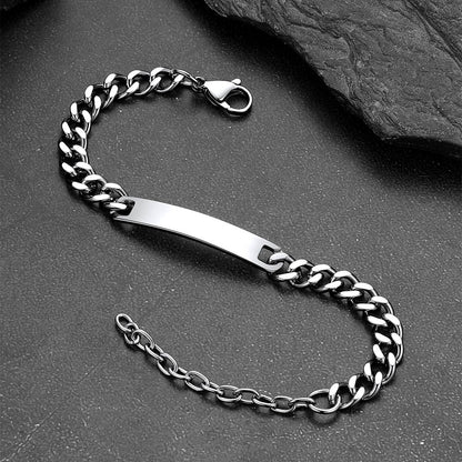 7mm Customized Id Cuban Chain Link Bracelet Gift for