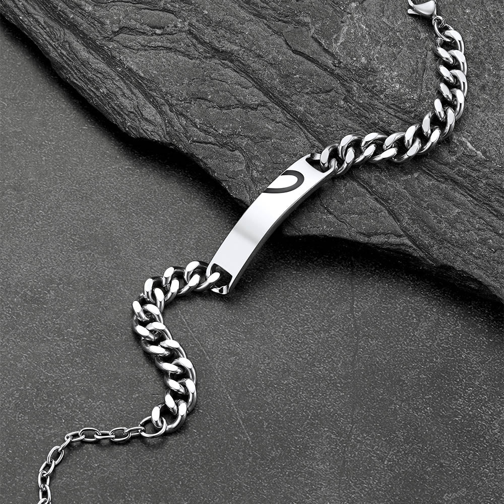 Custom Engraving Heart Couple Link Bracelet