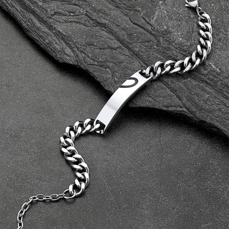 Custom Engraving Heart Couple Link Bracelet