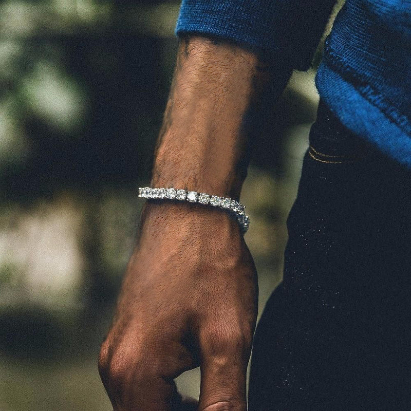 Cz Diamond Cut Tennis Chain Bracelet for , 3/5mm Width