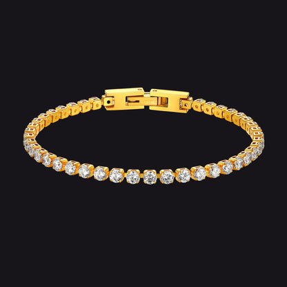 Cz Diamond Cut Tennis Chain Bracelet for , 3/5mm Width