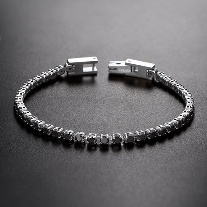 Cz Black Diamond Cut Tennis Chain Bracelet for , 3/5mm Width