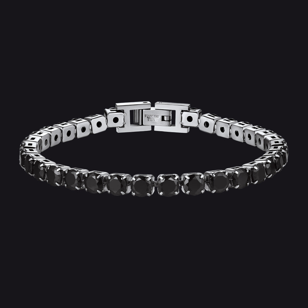 Cz Black Diamond Cut Tennis Chain Bracelet for , 3/5mm Width