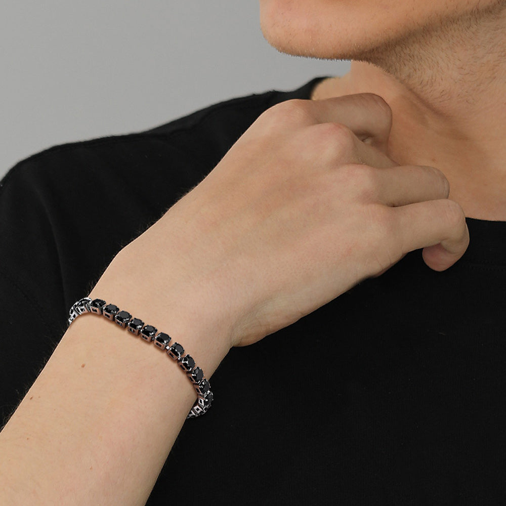 Cz Black Diamond Cut Tennis Chain Bracelet for , 3/5mm Width