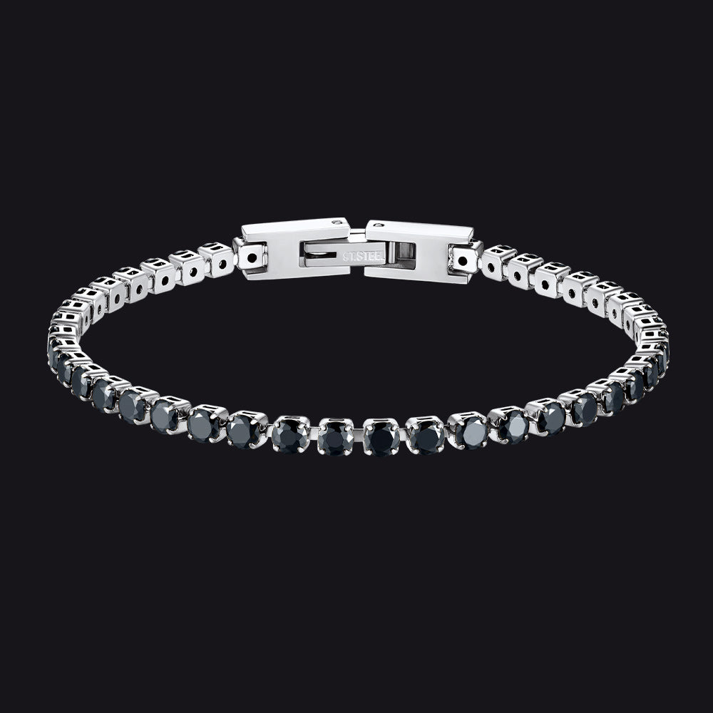 Cz Black Diamond Cut Tennis Chain Bracelet for , 3/5mm Width
