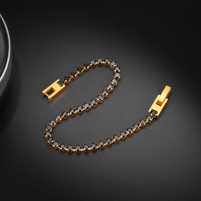 Cz Black Diamond Cut Tennis Chain Bracelet for , 3/5mm Width