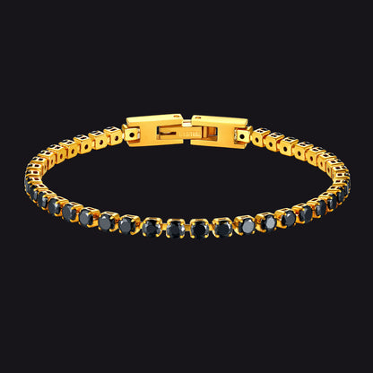 Cz Black Diamond Cut Tennis Chain Bracelet for , 3/5mm Width