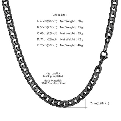 7mm Width Curban Chain Necklace for