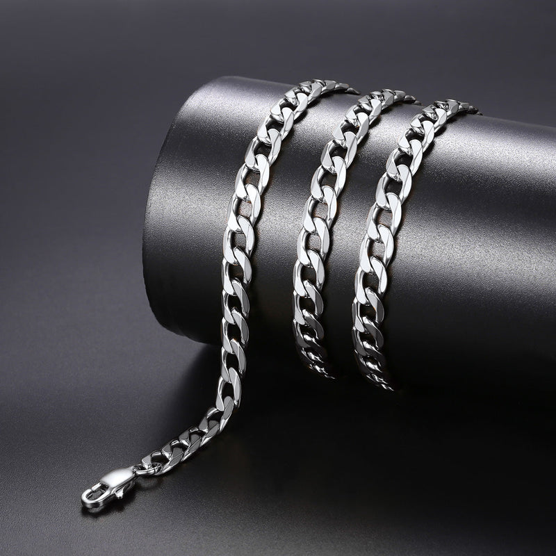 Cuban Chain & American Flag Cross Layered Necklaces Set for